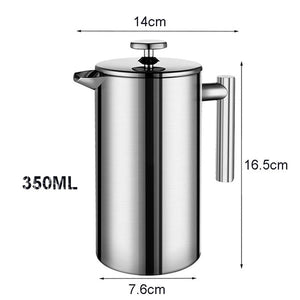 Coffee Maker French Press Stainless Steel Espresso Coffee Machine High Quality Double-Wall Insulated Coffee Tea Maker Pot 1000ml