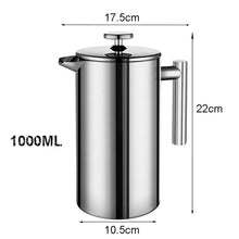 Load image into Gallery viewer, Coffee Maker French Press Stainless Steel Espresso Coffee Machine High Quality Double-Wall Insulated Coffee Tea Maker Pot 1000ml
